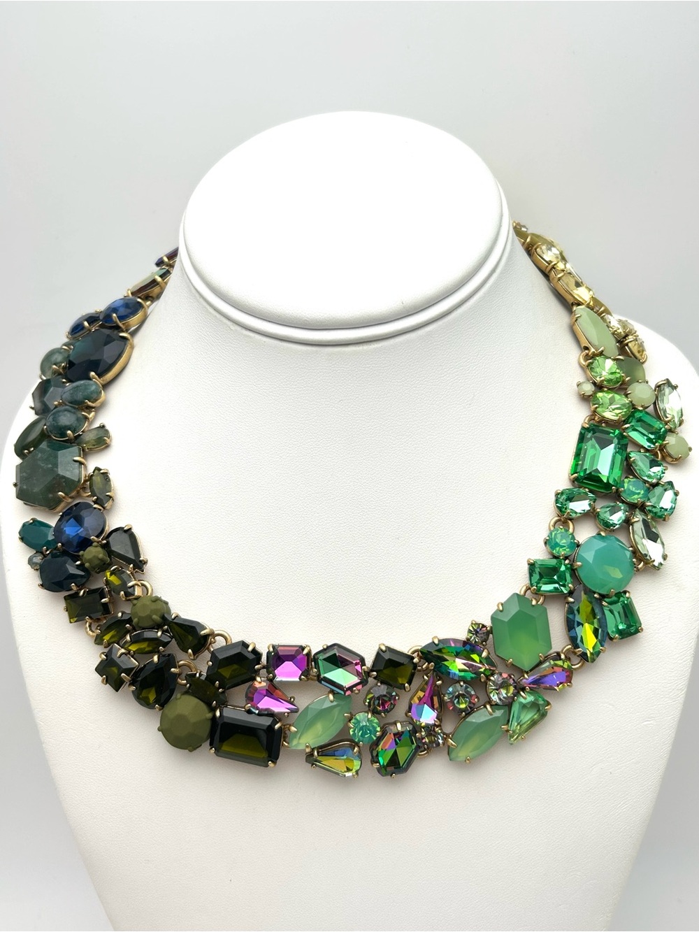 J. Crew Ombre Brulee Green Wreath Necklace